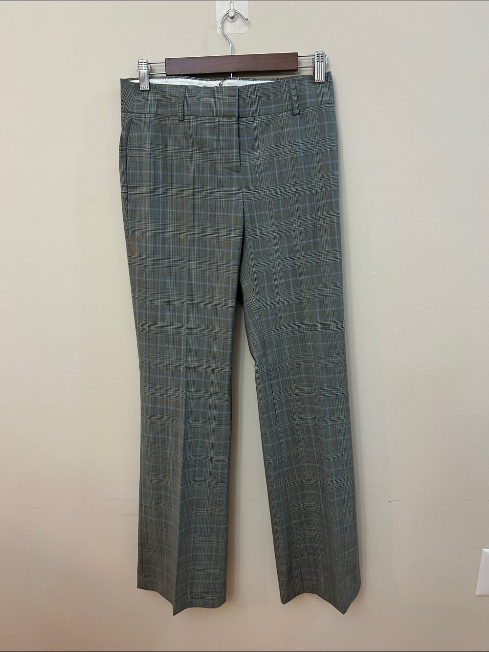 J. Crew Gray Plaid Straight-Leg Dress Trousers 100% Wool NWT